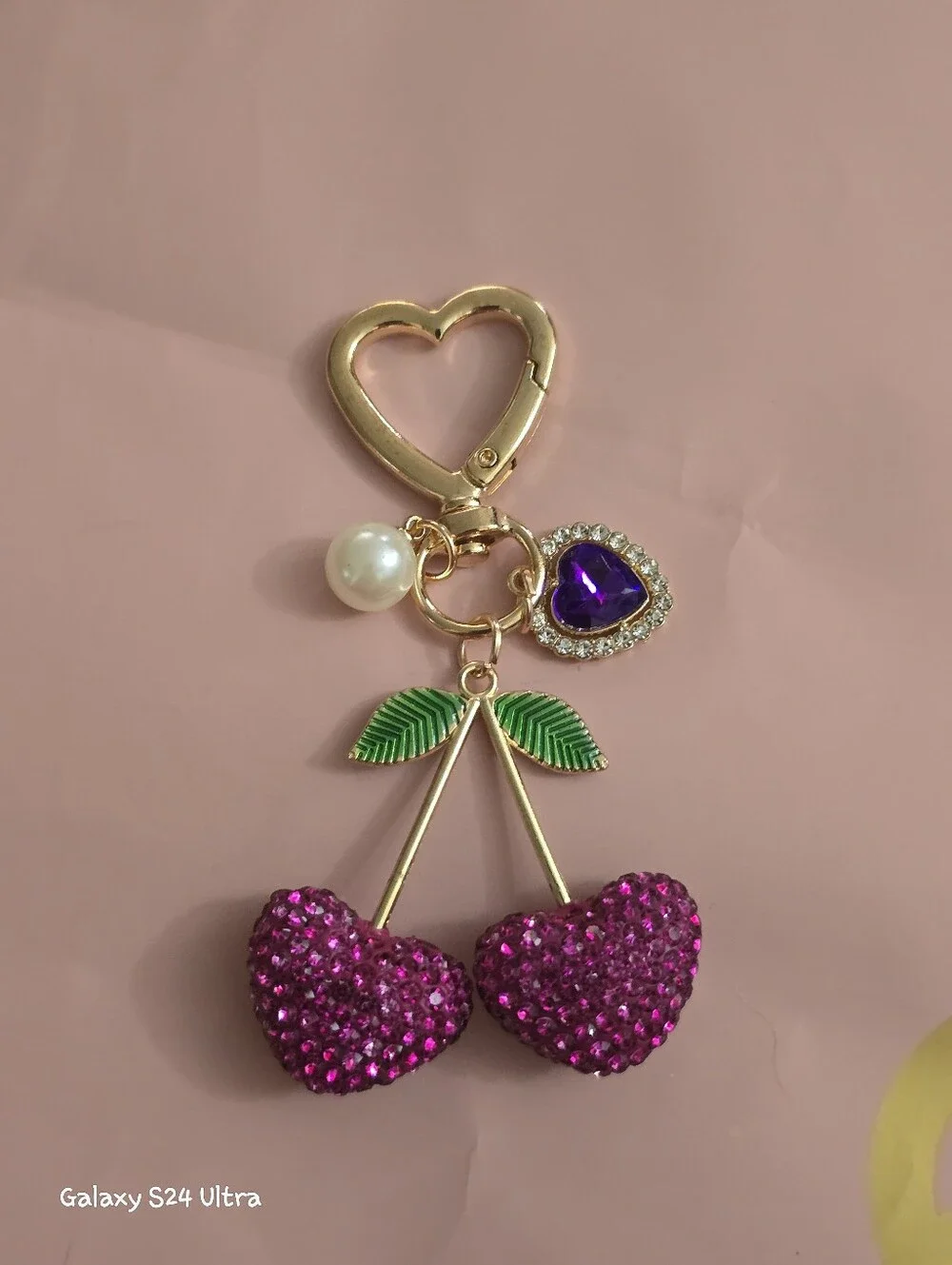 Cherry Heart Bag Charm/ Keychain NEW